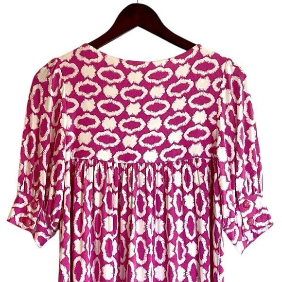 Milly Pink & White Jersey Dress Geometric Print Sz Medium Short Sleeves Preppy - Picture 5 of 7